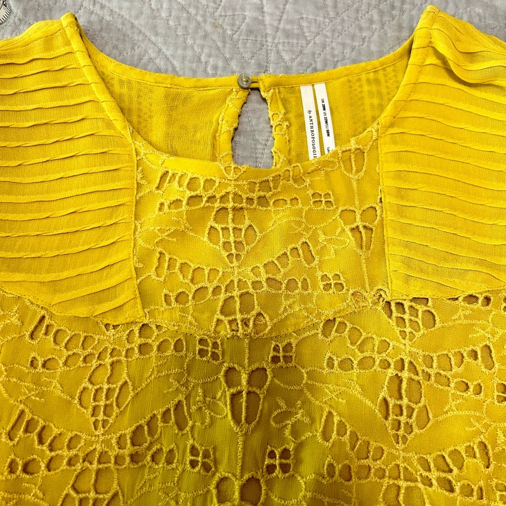Anthropologie Yellow Lace Blouse - Picture 7 of 7
